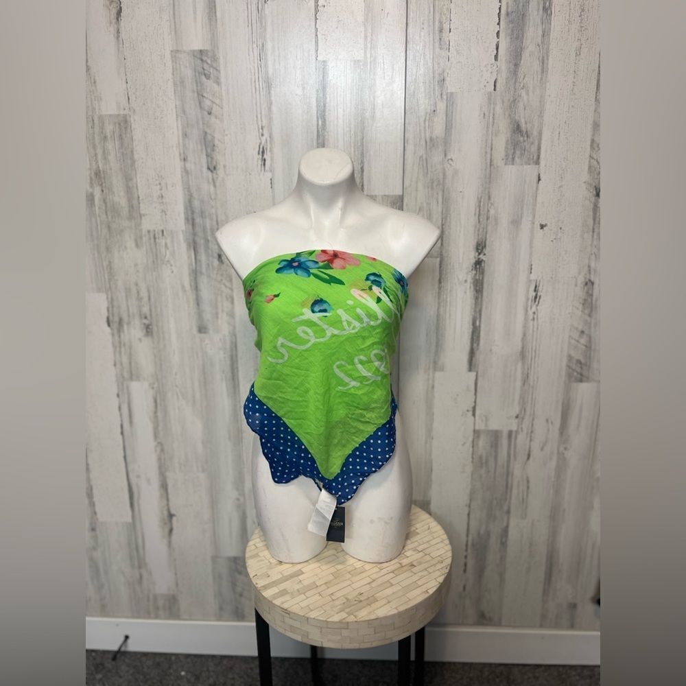 Hollister Floral Polka Dot Scarf Bandana Wrap – Green Blue Pink – One Size – NWT